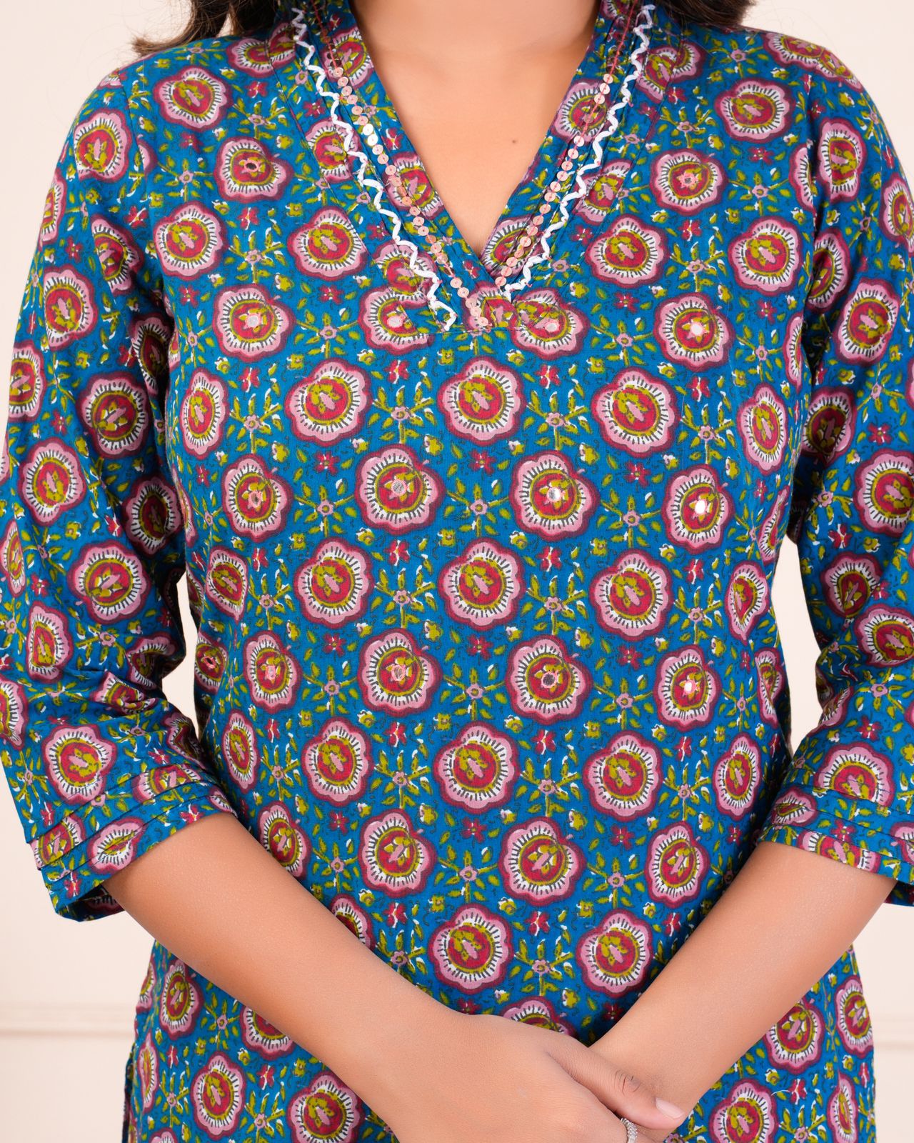 cotton printed kurti pant set