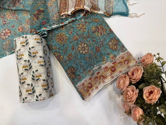 Hand Block Printed Kota Doriya Suit