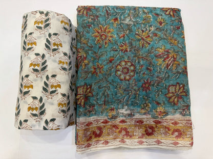 Hand Block Printed Kota Doriya Suit