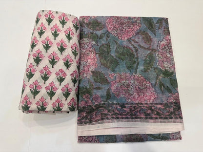 Hand Block Printed Kota Doriya Suit
