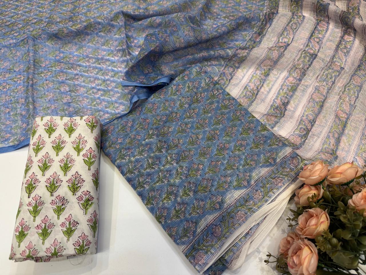 Hand Block Printed Kota Doriya Suit