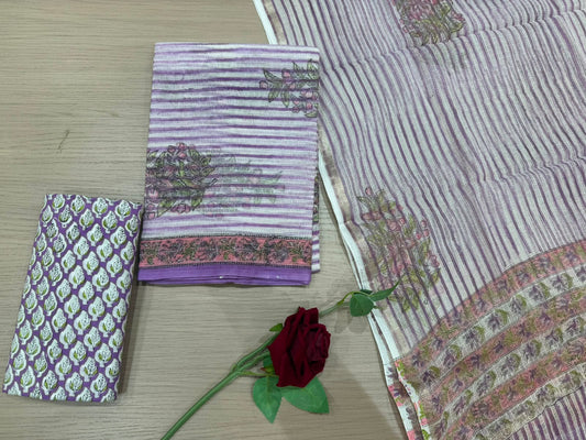 Hand Block Printed Kota Doriya Suit