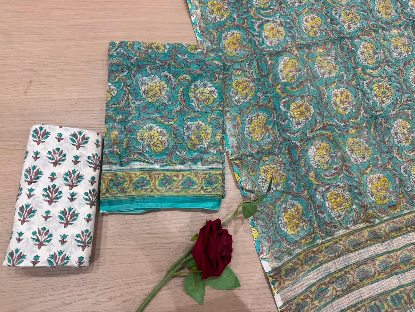 Hand Block Printed Kota Doriya Suit