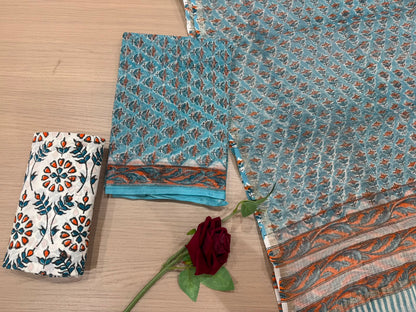 Hand Block Printed Kota Doriya Suit