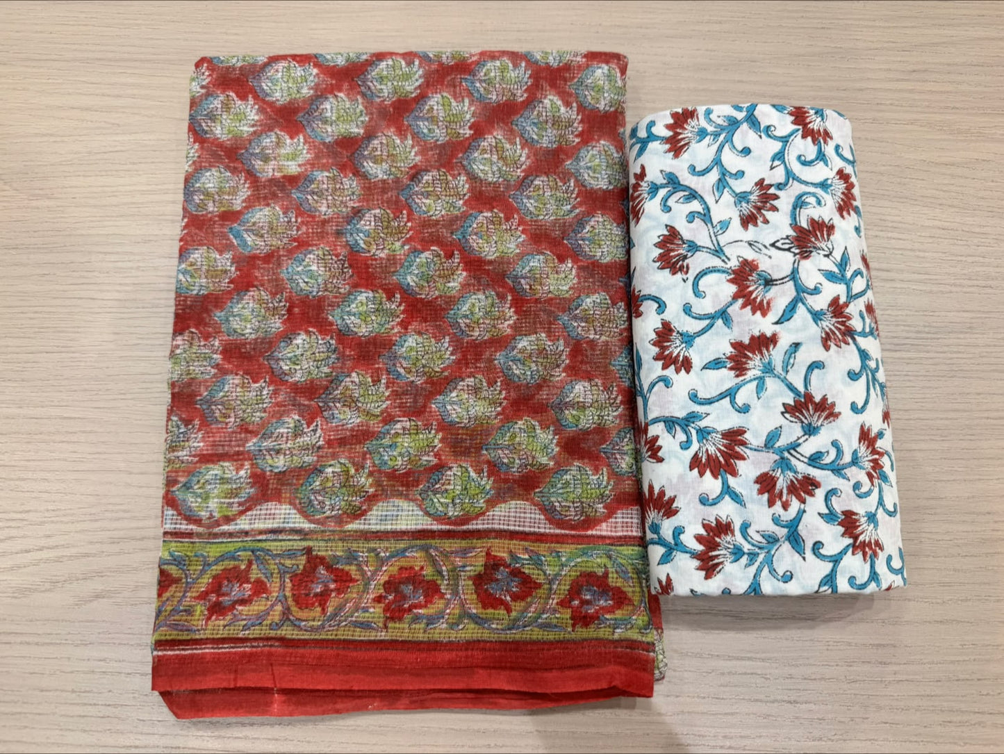 Hand Block Printed Kota Doriya Suit