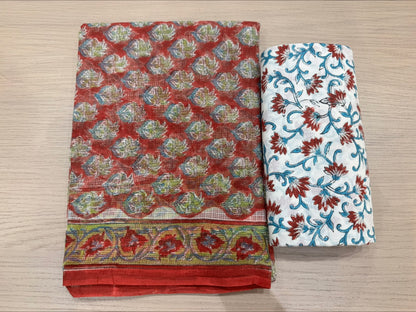 Hand Block Printed Kota Doriya Suit