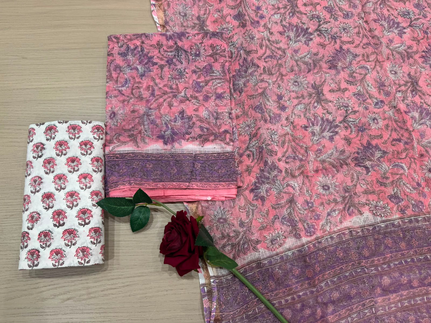 Hand Block Printed Kota Doriya Suit