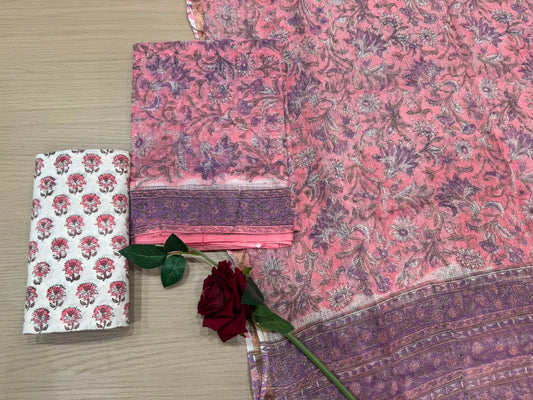 Hand Block Printed Kota Doriya Suit