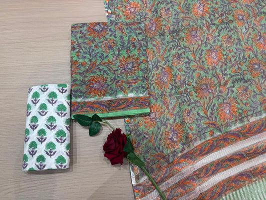 Hand Block Printed Kota Doriya Suit