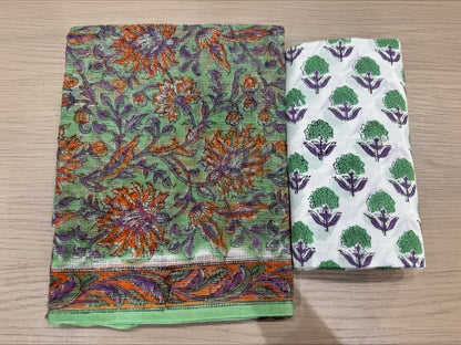 Hand Block Printed Kota Doriya Suit