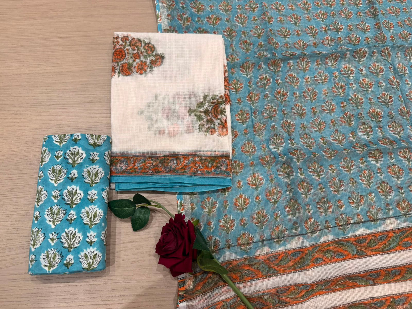 Hand Block Printed Kota Doriya Suit