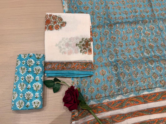 Hand Block Printed Kota Doriya Suit