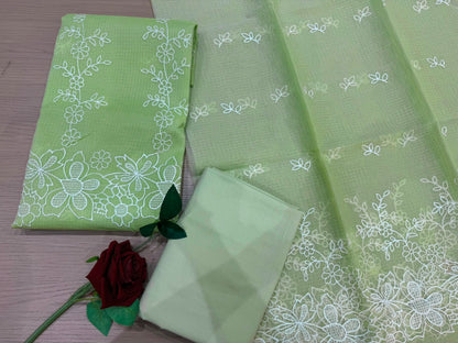 Light Green Embroidery Kota Doriya Embroidery Suit