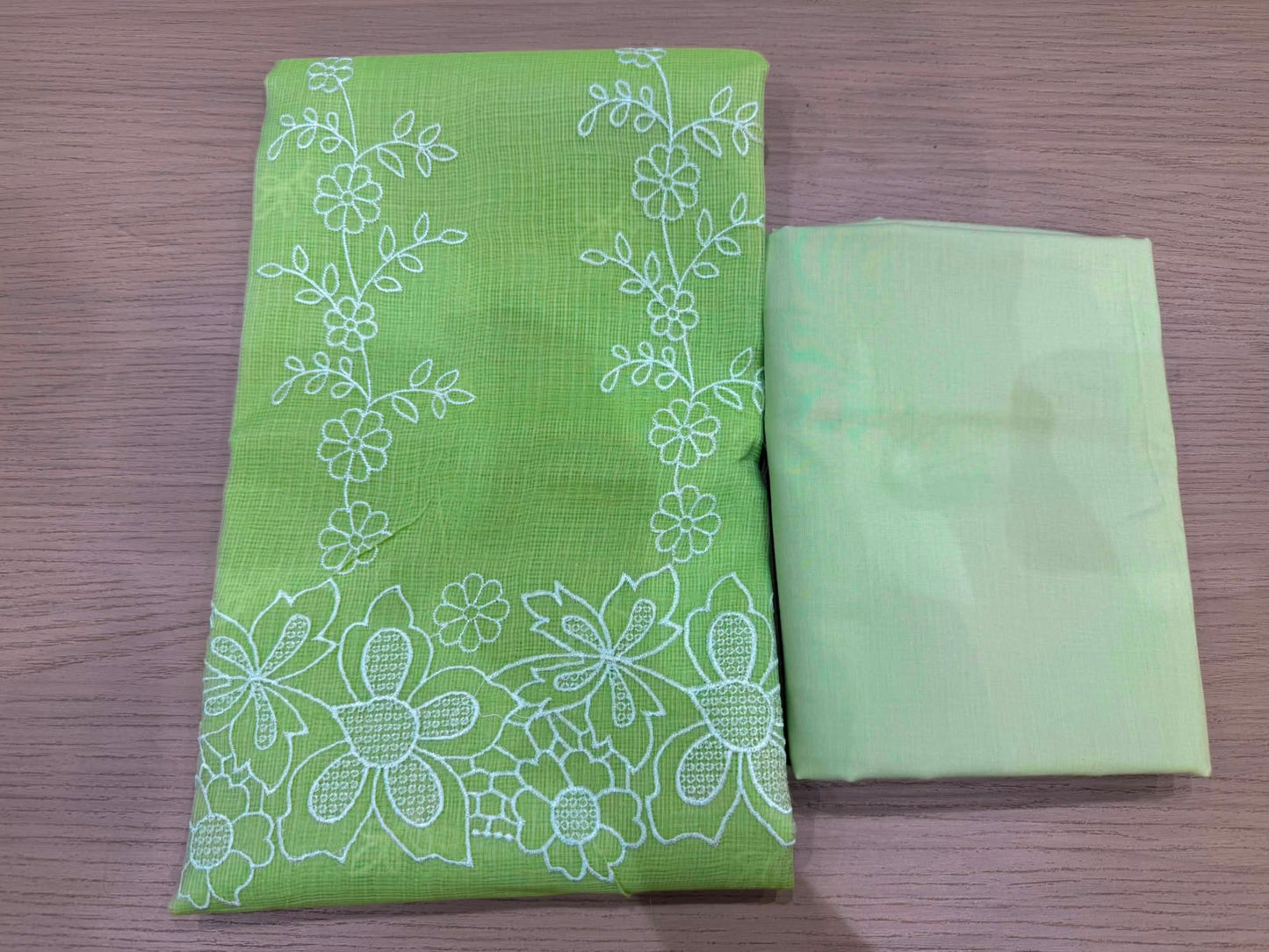 Light Green Embroidery Kota Doriya Embroidery Suit