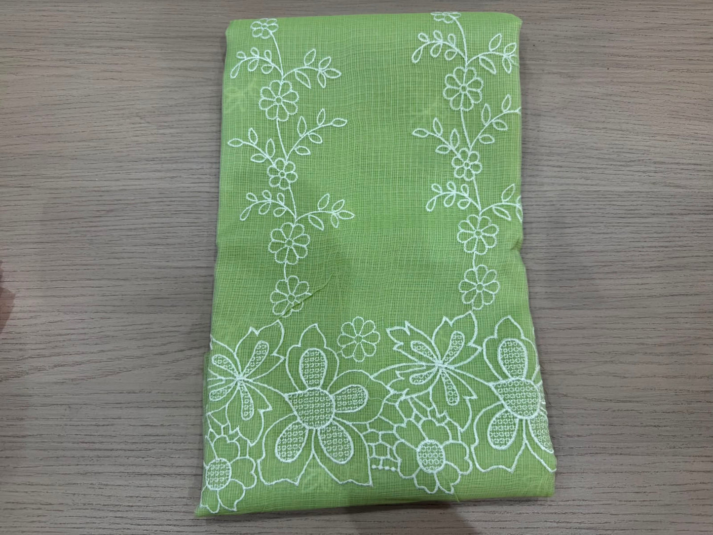 Light Green Embroidery Kota Doriya Embroidery Suit