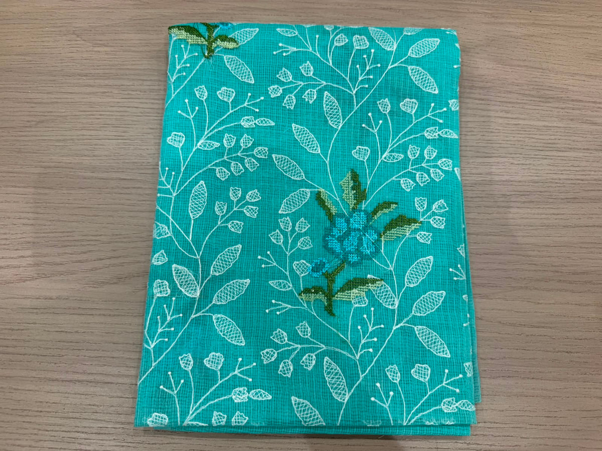Sea Green Ferns Kota Doriya Embroidery Suit