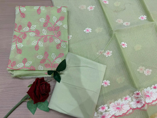 Light Green Veil Kota Doriya Embroidery Suit