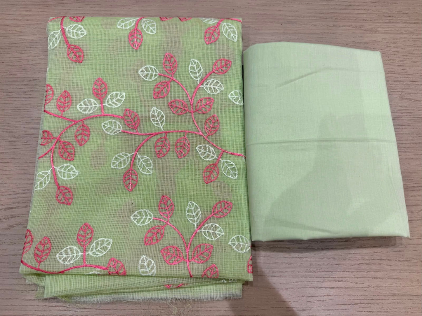 Light Green Veil Kota Doriya Embroidery Suit