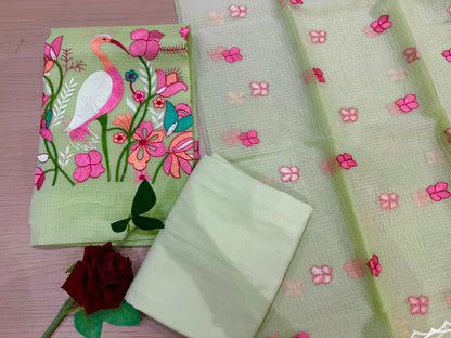 Light Green Habitat Kota Doriya Embroidery Suit