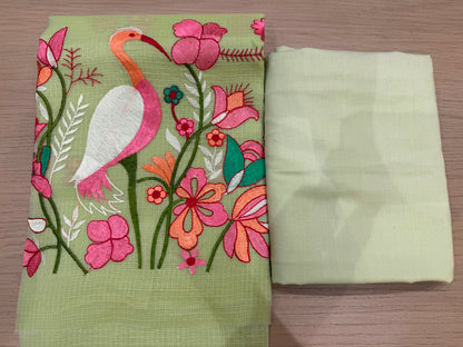 Light Green Habitat Kota Doriya Embroidery Suit