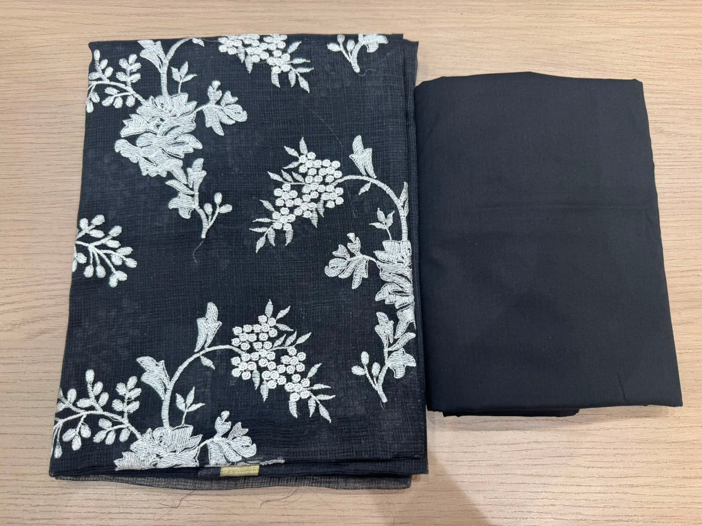 Black Leaf Embroidery Kota Doriya Suit