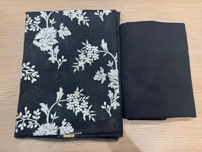 Black Leaf Embroidery Kota Doriya Suit
