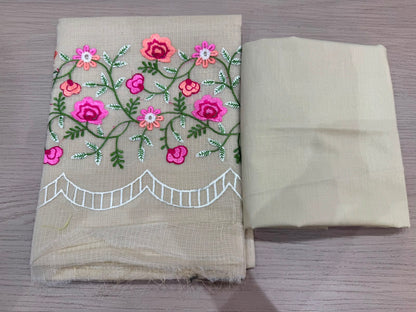 Beige Whispers Embroidery Kota Doriya Suit