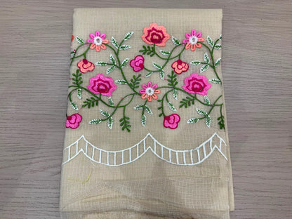 Beige Whispers Embroidery Kota Doriya Suit
