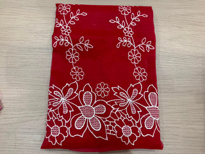 Deep Red Embroidery Kota Doriya Embroidery Suit