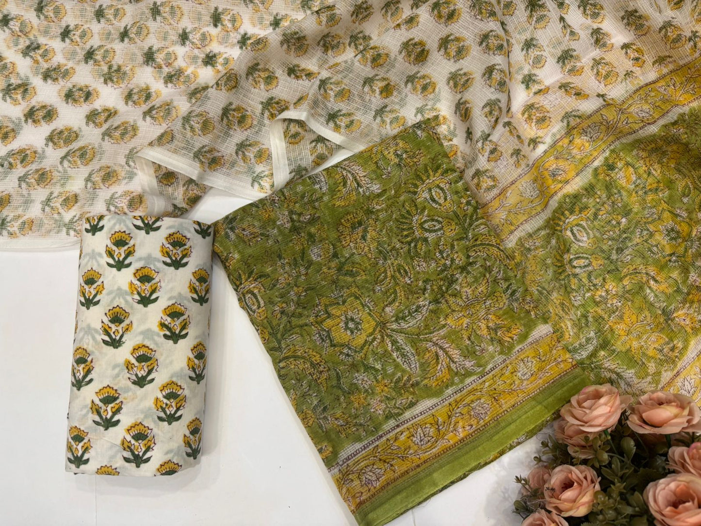 Hand Block Printed Kota Doriya Suit
