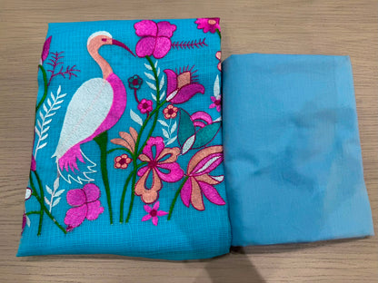 Blue Habitat Embroidery Kota Doriya Suit