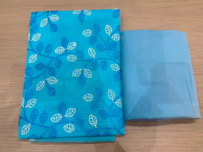Blue Veil Embroidery Kota Doriya Suit