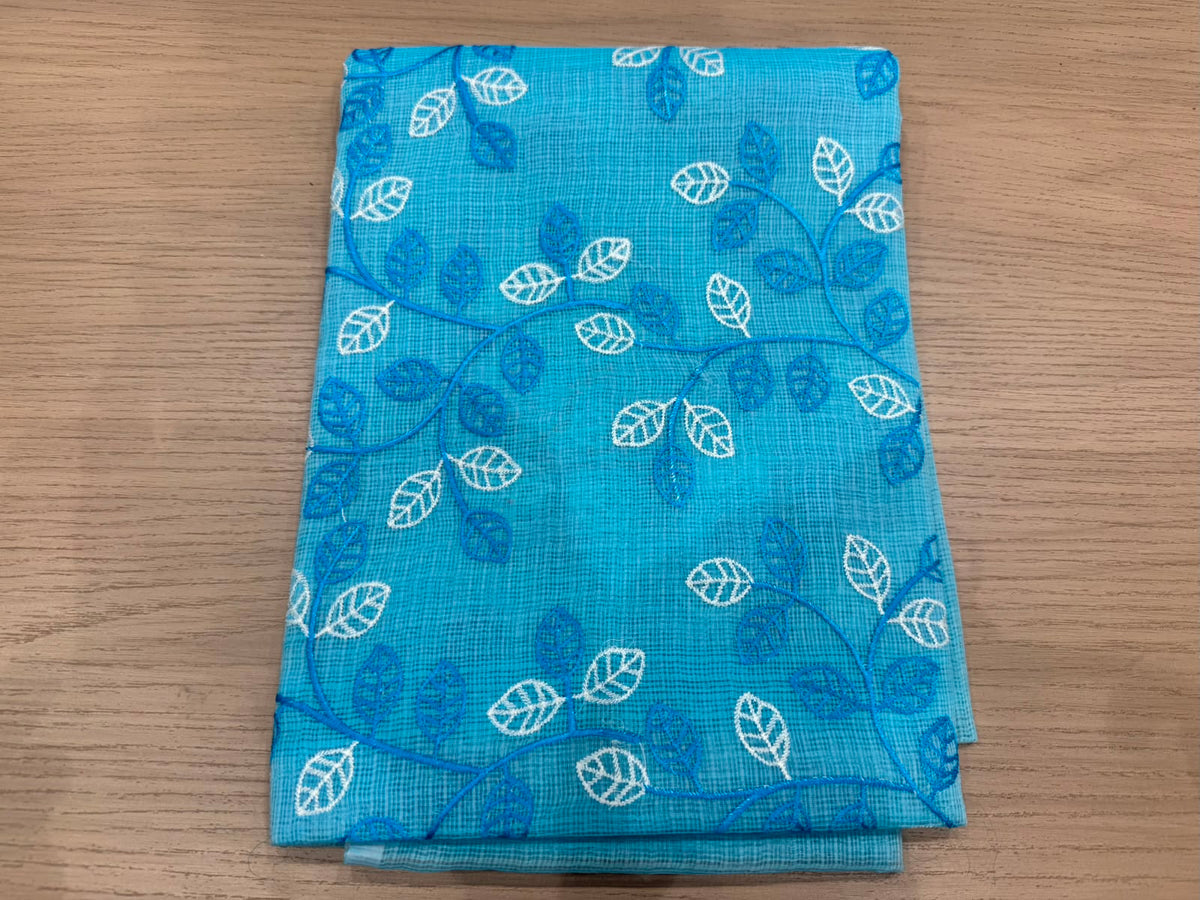 Blue Veil Embroidery Kota Doriya Suit