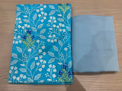 Blue Buds Embroidery Kota Doriya Embroidery Suit