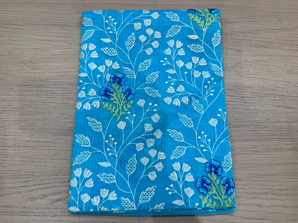 Blue Buds Embroidery Kota Doriya Embroidery Suit