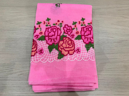 Pink Blooms Embroidery Kota Doriya Suit