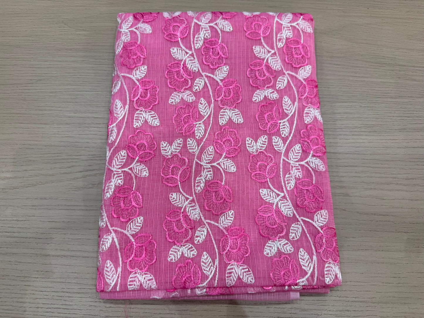 Pink Rose Embroidery Kota Doriya Suit