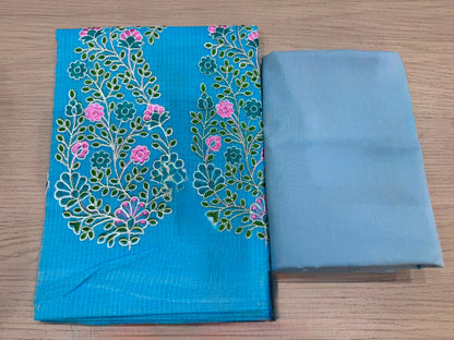 Blue Embroidery Kota Doriya Embroidery Suit