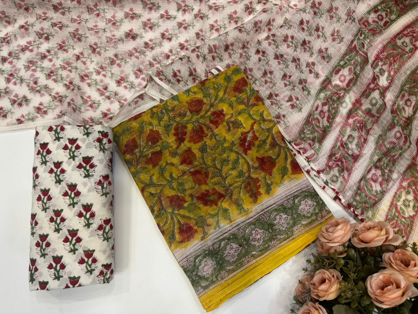 Hand Block Printed Kota Doriya Suit