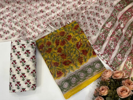 Hand Block Printed Kota Doriya Suit