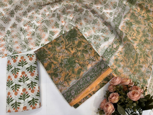Hand Block Printed Kota Doriya Suit