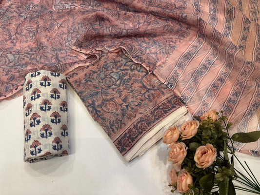 Hand Block Printed Kota Doriya Suit