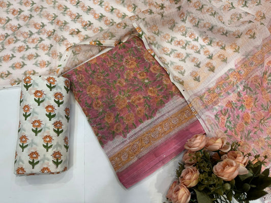 Hand Block Printed Kota Doriya Suit