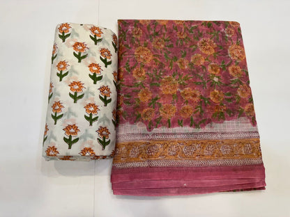 Hand Block Printed Kota Doriya Suit
