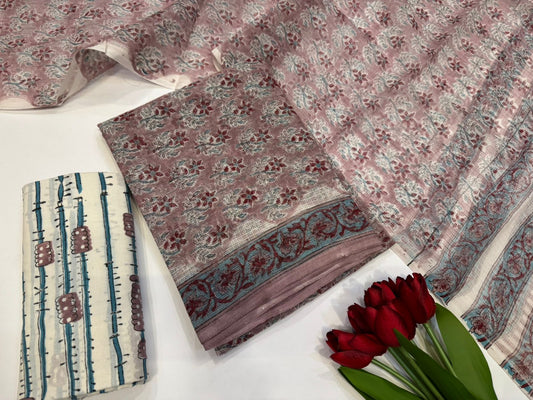 Hand Block Printed Kota Doriya Suit