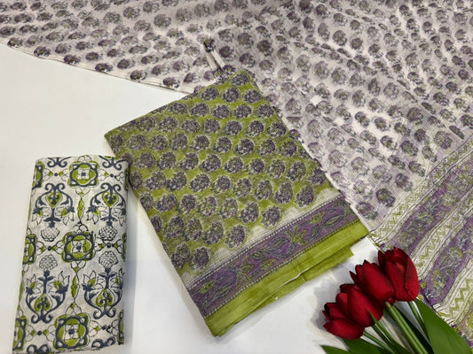 Hand Block Printed Kota Doriya Suit