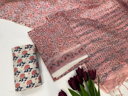 Hand Block Printed Kota Doriya Suit