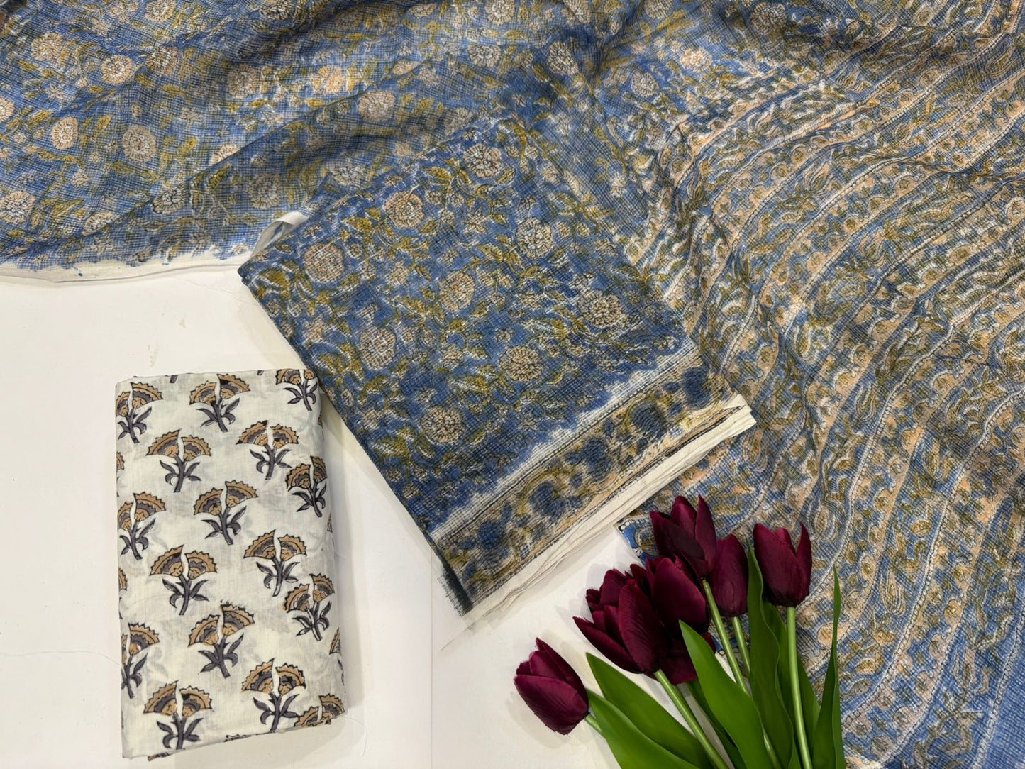 Hand Block Printed Kota Doriya Suit