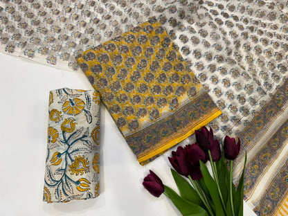 Hand Block Printed Kota Doriya Suit