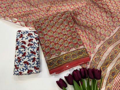 Hand Block Printed Kota Doriya Suit